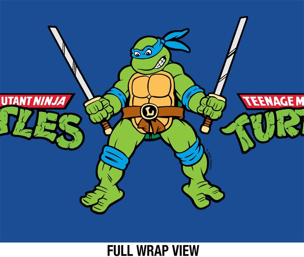 Teenage Mutant Ninja Turtles TMNT OFFICIAL Leo And Logo 24 oz Insulated Canteen Water Bottle, Leak Resistant, Vacuum Insulated Stainless Steel with Loop Cap
