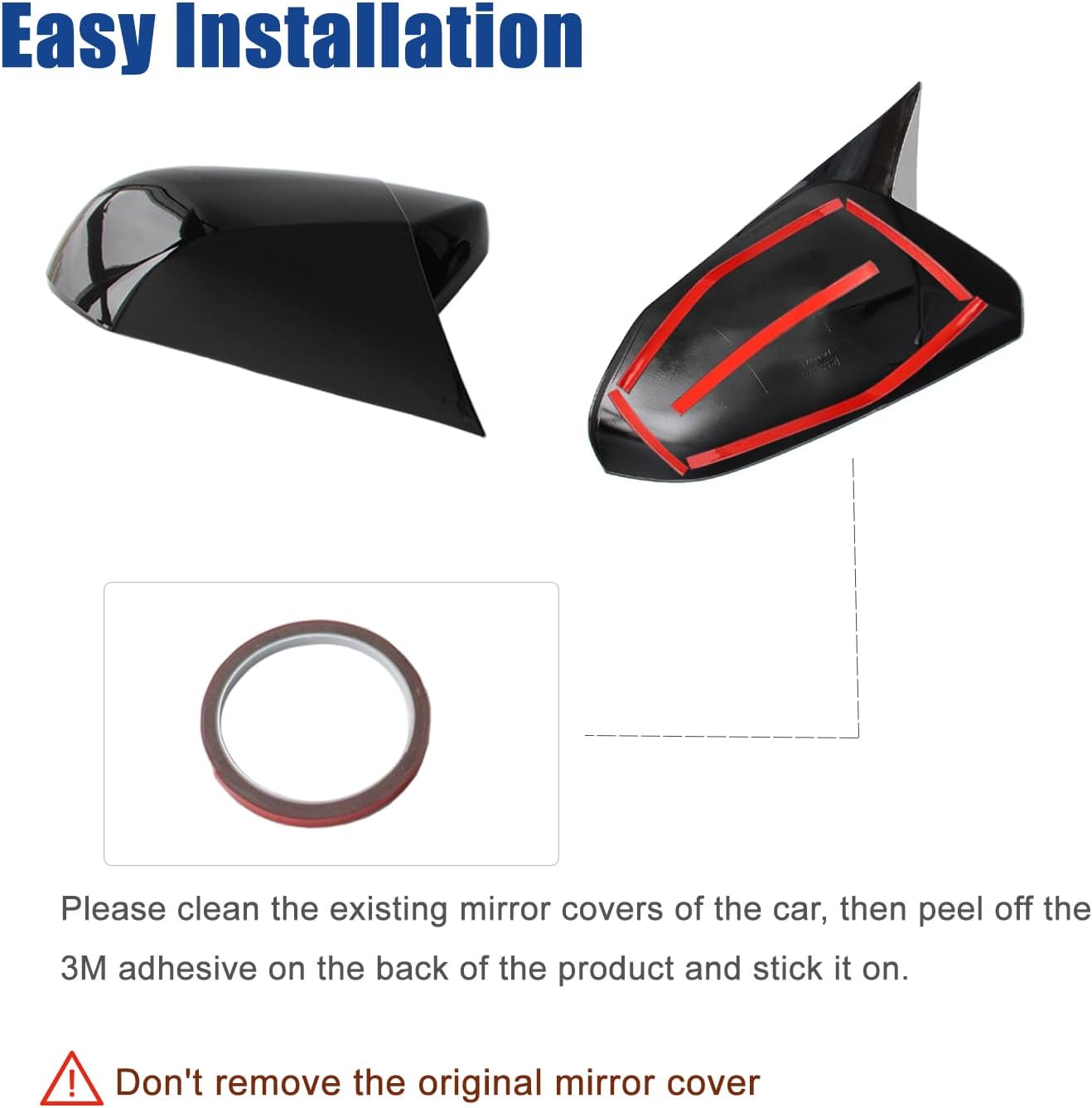 AUCERAMIC Side Rearview Mirror Cover Fit for Toyota Camry 2018-2025 LE SE XLE XSE Hybrid TRD Wing Mirror Protect Decorate Covers Auto Exterior Decoration Accessories (2PCS, Bright Black)
