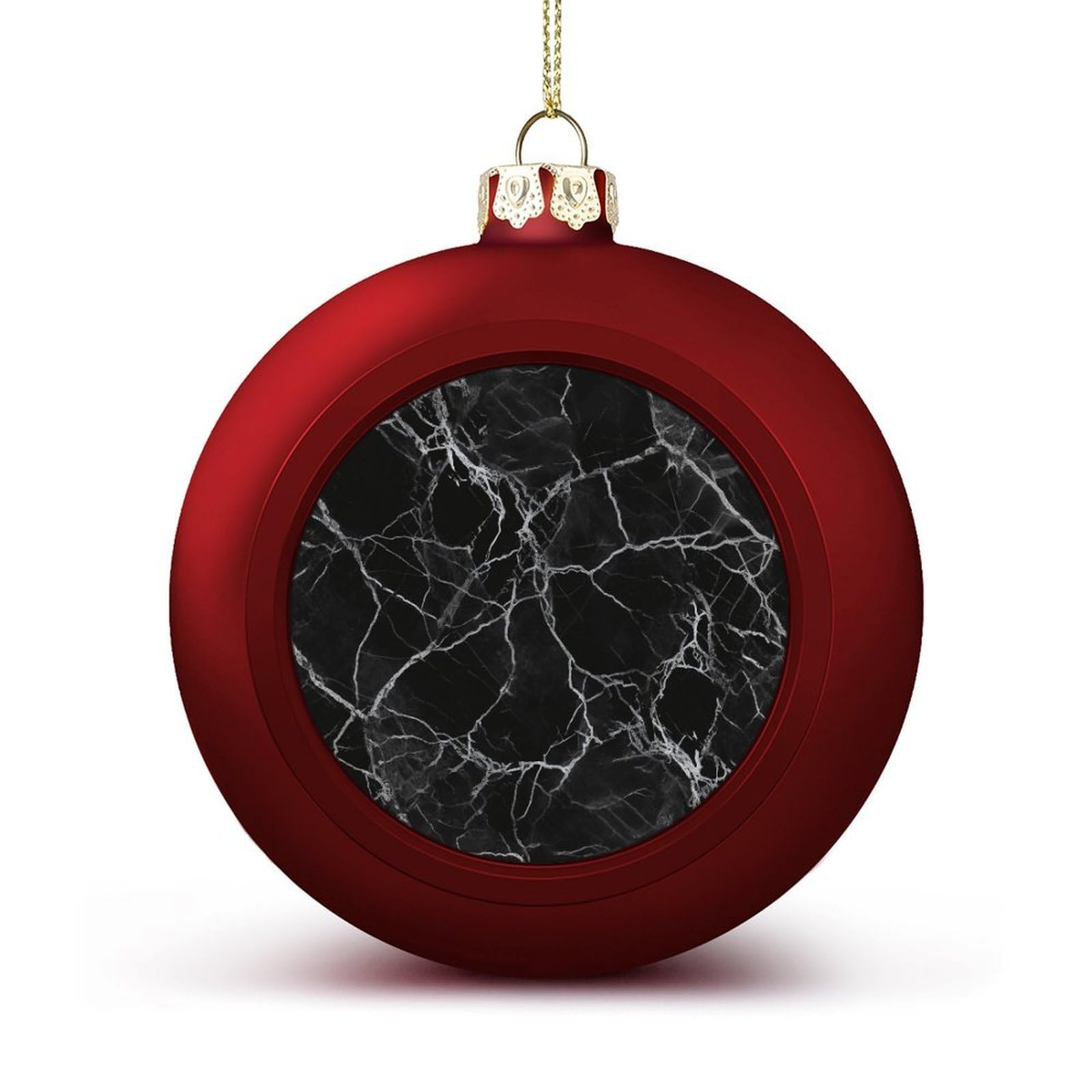 Boule de Noël marbre noir chic et incassable pour sapin