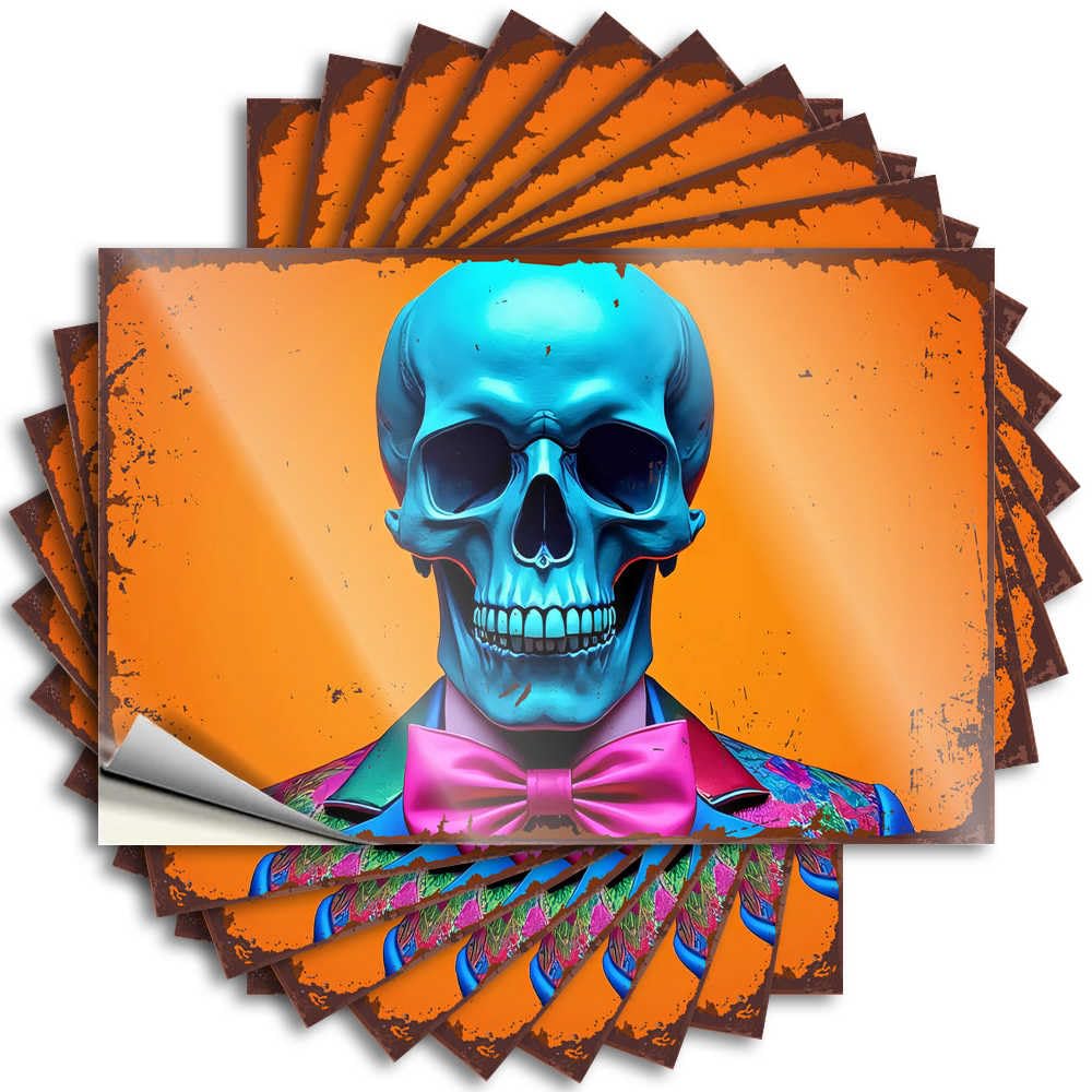 Fzfn Boys Colour Plastic, Lettering Sticker Wall Happy Halloween Spooky Halloween Skulls | Teacher Vintage Decor(6X9cm)