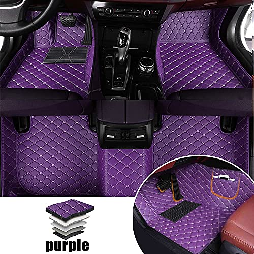 Chstarina Leather Car Floor Mats for KIA Sedona 2022 Front & Rear Full Coverage Liner Set (Purple)