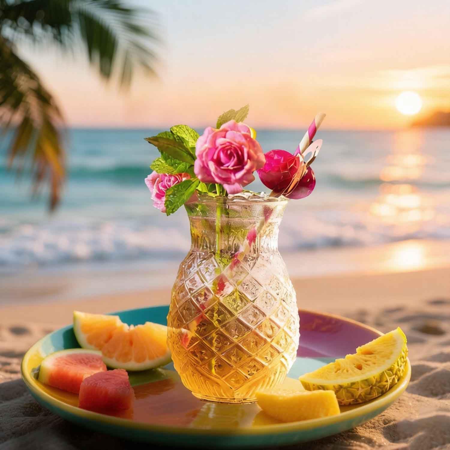 Juego de 2 vasos de cóctel de piña, 570 ml, divertidos tarros de cóctel Tiki para bar, fiesta