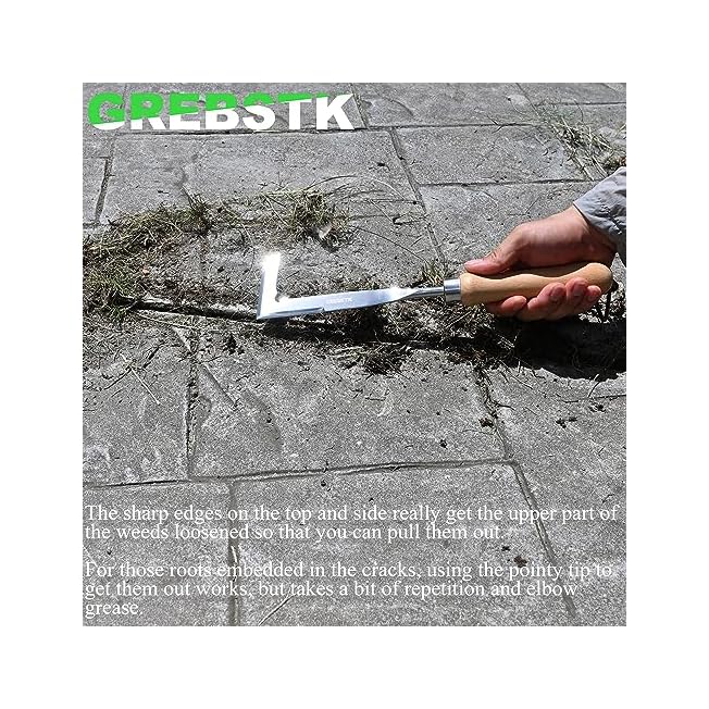 GREBSTK Crack Weeder Crevice Weeding Tool Stainless Steel Manual Weeder Beech Handle Gardening Tool