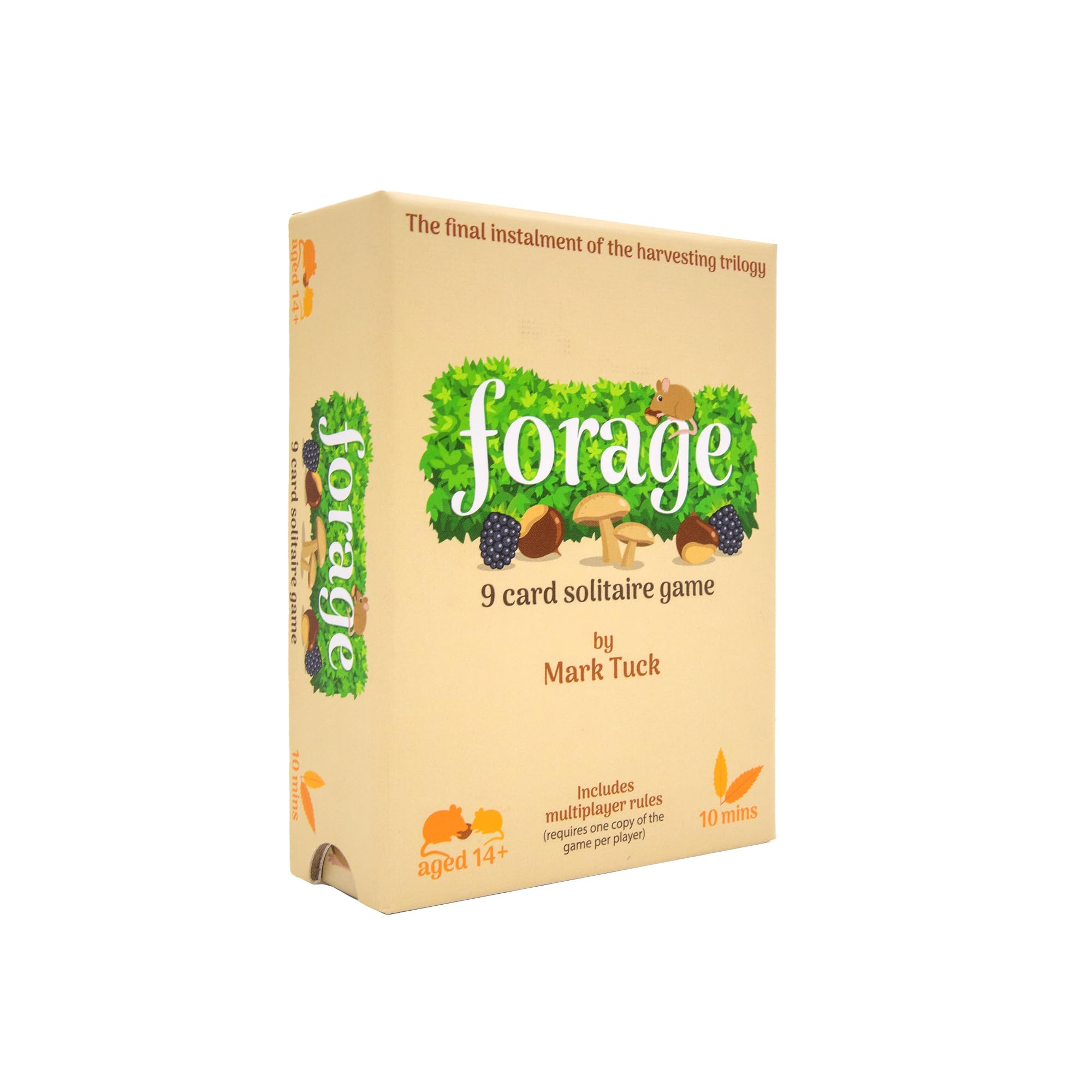 Giga Mech Games Forage: A 9 Card Solitaire Game - Search The Woodland and Gather Wild Food, but Watch Out for Those Hungry mice! 14+, from The Makers of Orchard and Grove.