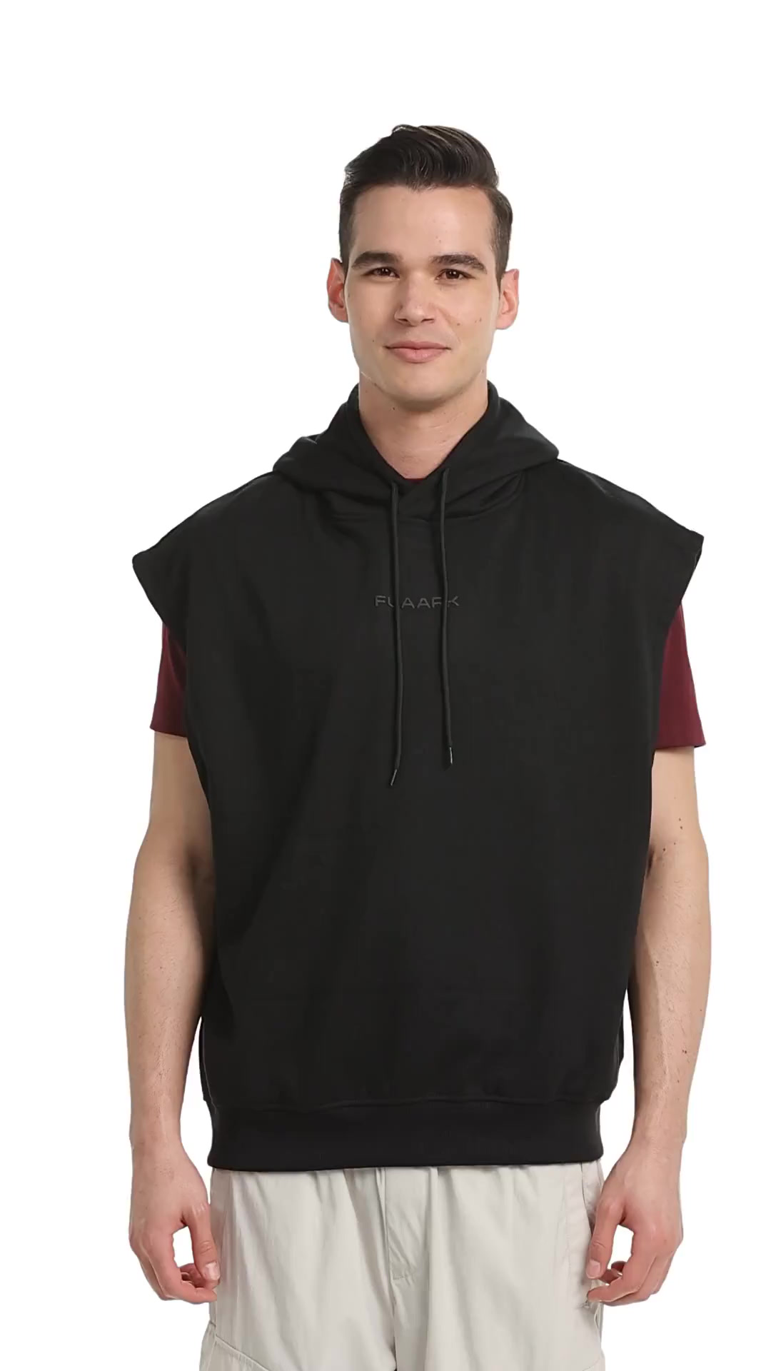 Buy FUAARK Men's Slim Fit Solid Cap Sleeveless Hoodie Neck Tshirt