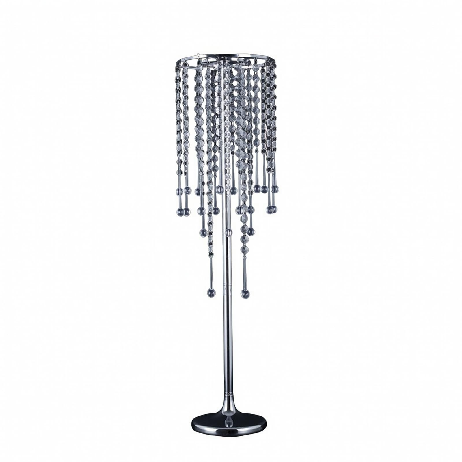 Soporte Decorativo de Boda Alta Centro de Mesa Jarrón Base Elevadora de Aleación con Brillo Espejado y Colgantes Adecuado para Bodas Formales, Plata, Diámetro 20 Cm X Altura 75 Cm