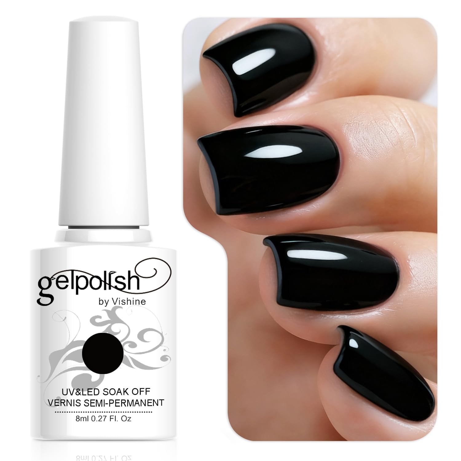 Vishine Esmalte de uñas semi-permanent Soak Off UV LED Gel Polish Nail Gel Manicura, Negro (687) — view 36