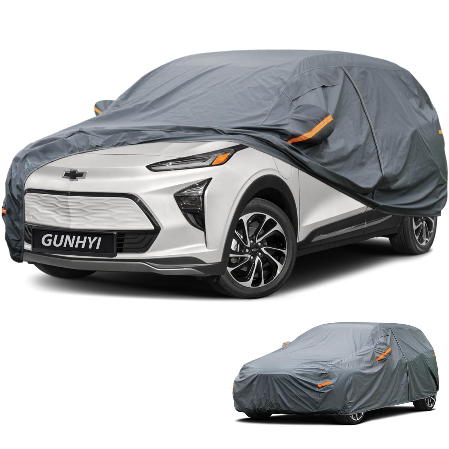 GUNHYI Premium Car Cover Custom Fit Chevrolet Bolt EUV, 16 Layers Heavy Duty Car Cover Waterproof All Weather with Zipper Door for Sun Rain Snow Dust Uv Protection