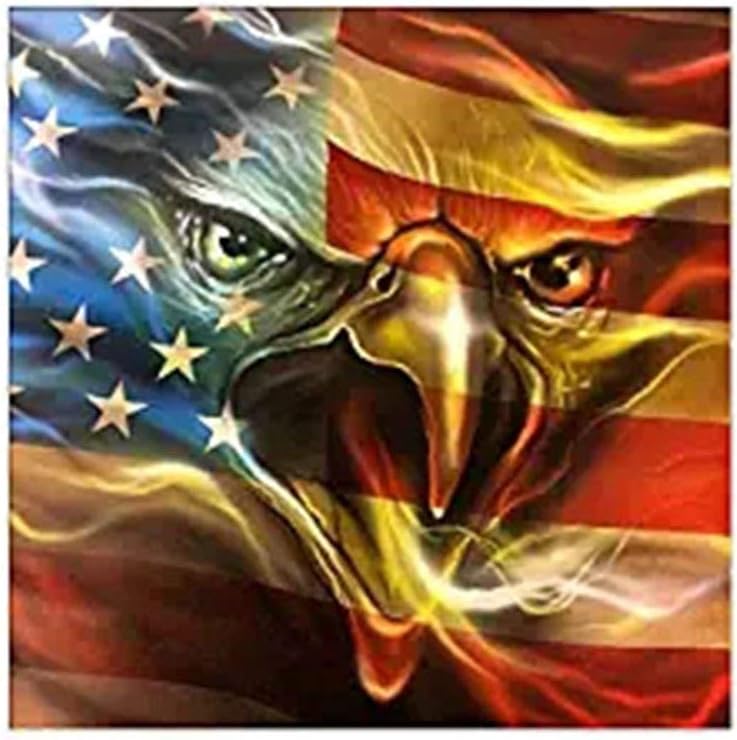 Bemaystar 5D Diamond Painting Kits for Adults Diamond Painting Full Drill for Home Wall Decor Yellow Light Eagle American Flag 11.8x11.8in 1 Pack