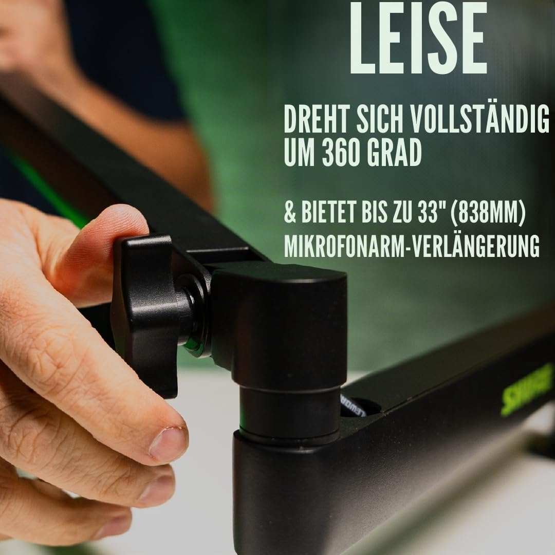 Shure by Gator by Gator Premium Low-Profile-Mikrofonständer für den Schreibtisch | voll verstellbar für Podcast, Streaming und Home Office Setups | (SH-BROADCAST2)