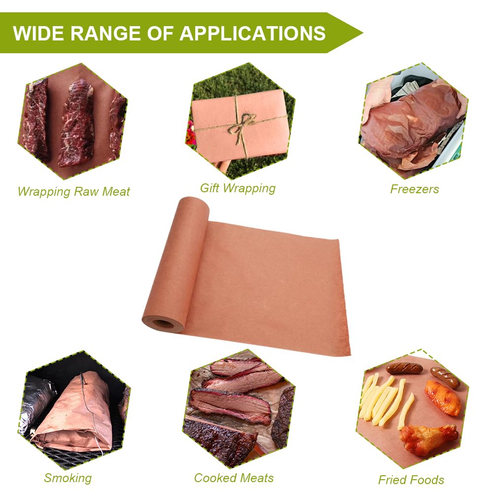 Carta Da Macellaio Rosa In Rotolo, Pink Butcher Paper Roll, Kraft Per BBQ, Grill, Affumicatore, Carne e Pesce (30cm×20m Rotolo)