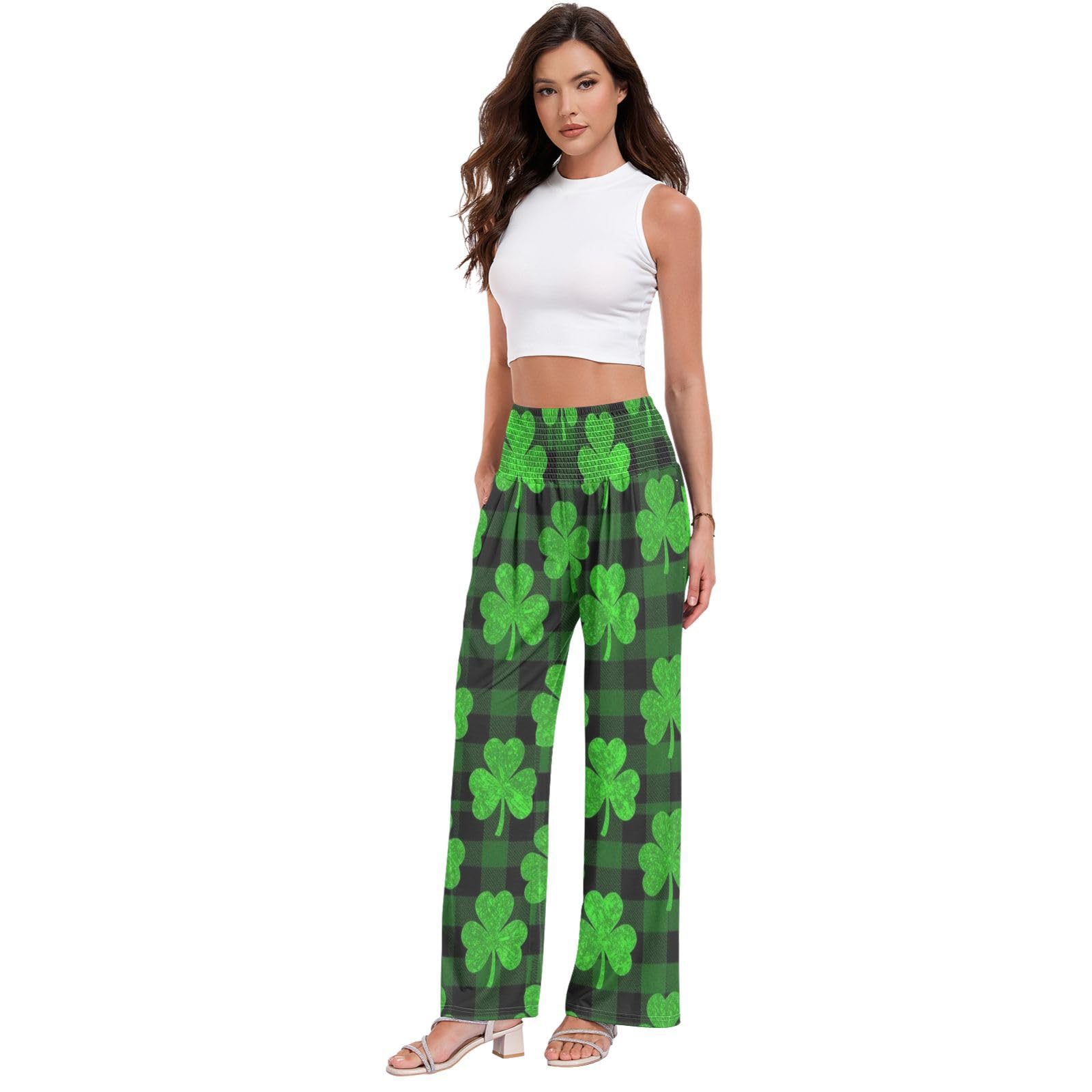 Green Shamrock - Pantalones ligeros de verano para mujer
