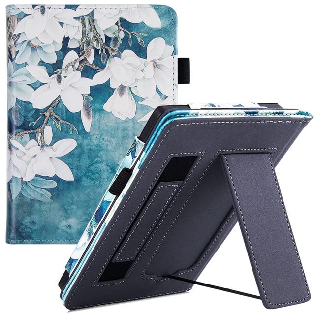 For tablets - Tablets & e-Books Kindle Paperwhite 11th Generation Case with Stand/Hand Strap (6.8" inch 2021 Released) - PU Leather Cover with Auto Sleep/Wake (Magnolia Paperwhite 11th Gen)