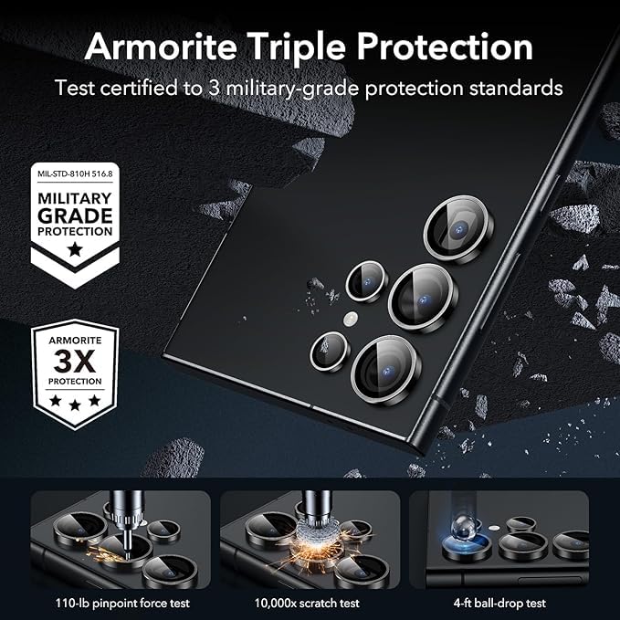 Image of PACK OF 2 Camera Lens Protector for SAMSUNG GALAXY S24 / S23 ULTRA BLACK HD Clear Camera Lens Case Friendly Scratch Resistant Lens Cover Full Coverage Camera Guard Waterproof Heavy Duty Camera Protector