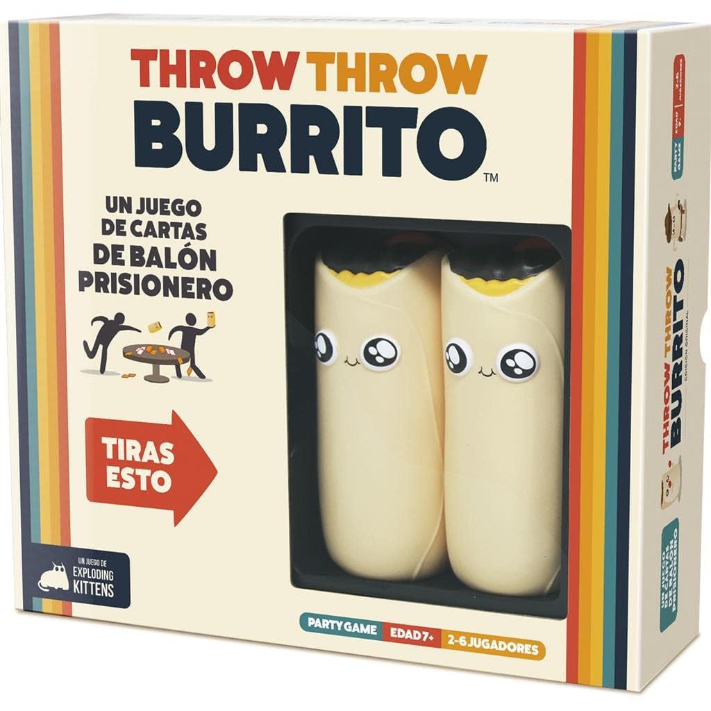 Exploding Kittens | Throw Throw Burrito | Juego para Fiestas de Balón Prisionero para Todas las Edades | A Partir de 7 Años | De 2 a 6 Jugadores | 15 Minutos por Partida | Español