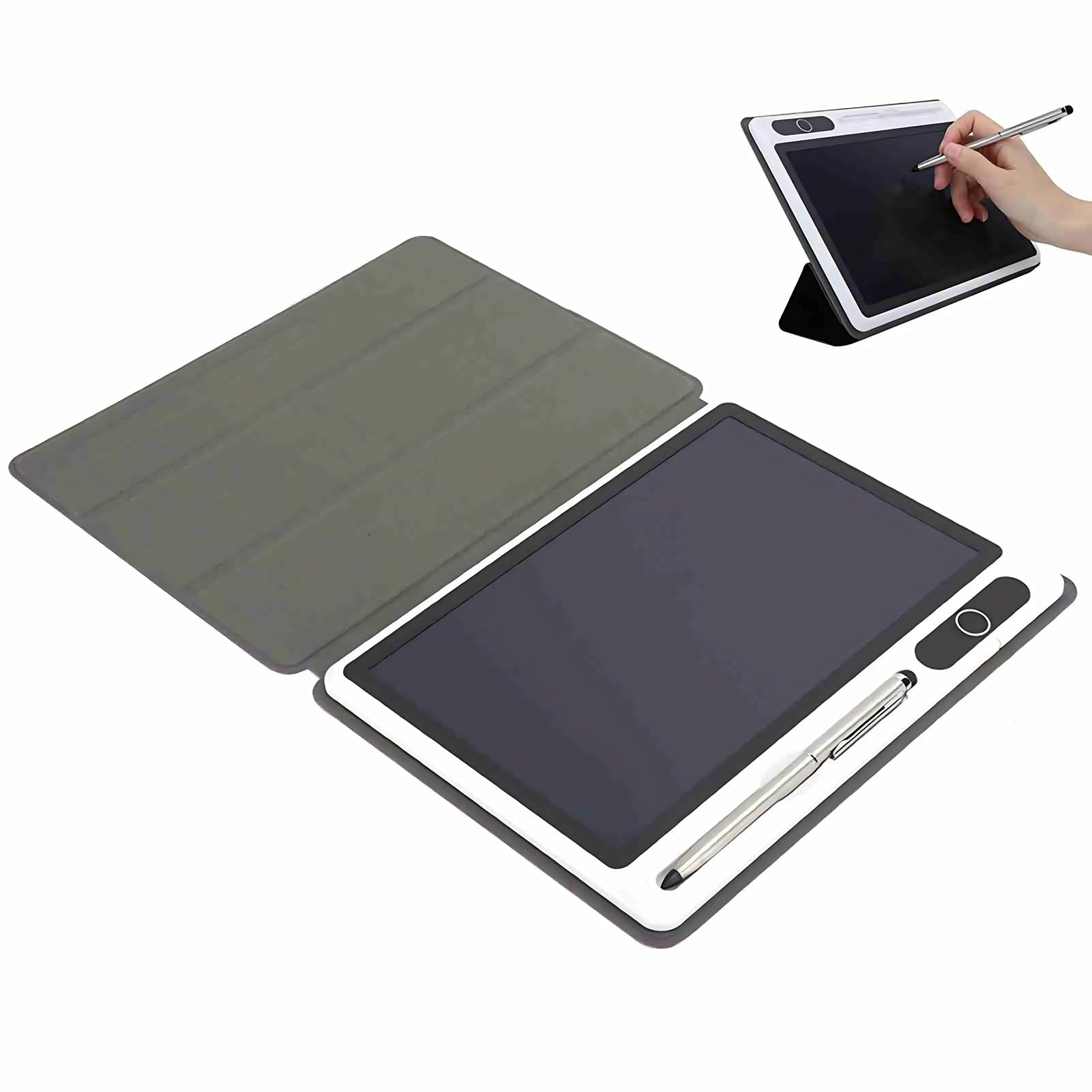 LCD Writing Tablet, 9 -calowa Elektroniczna Podkładka do Rysowania z Długopisem, Przenośny Cyfrowy Notatnik ze sztuczną skórę, do Pracy, Nauki, Spotkania Biznesowe