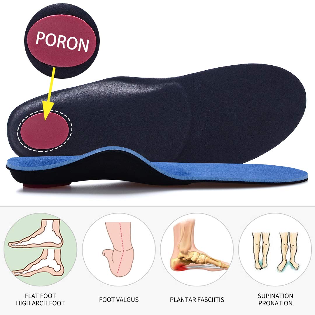 VALSOLE Plantillas Ortopédicas soportes de arco y talones la absorción de choque- para el dolor de talón, pie plano, Fascitis Plantar, dolor de rodilla y espalda - 4