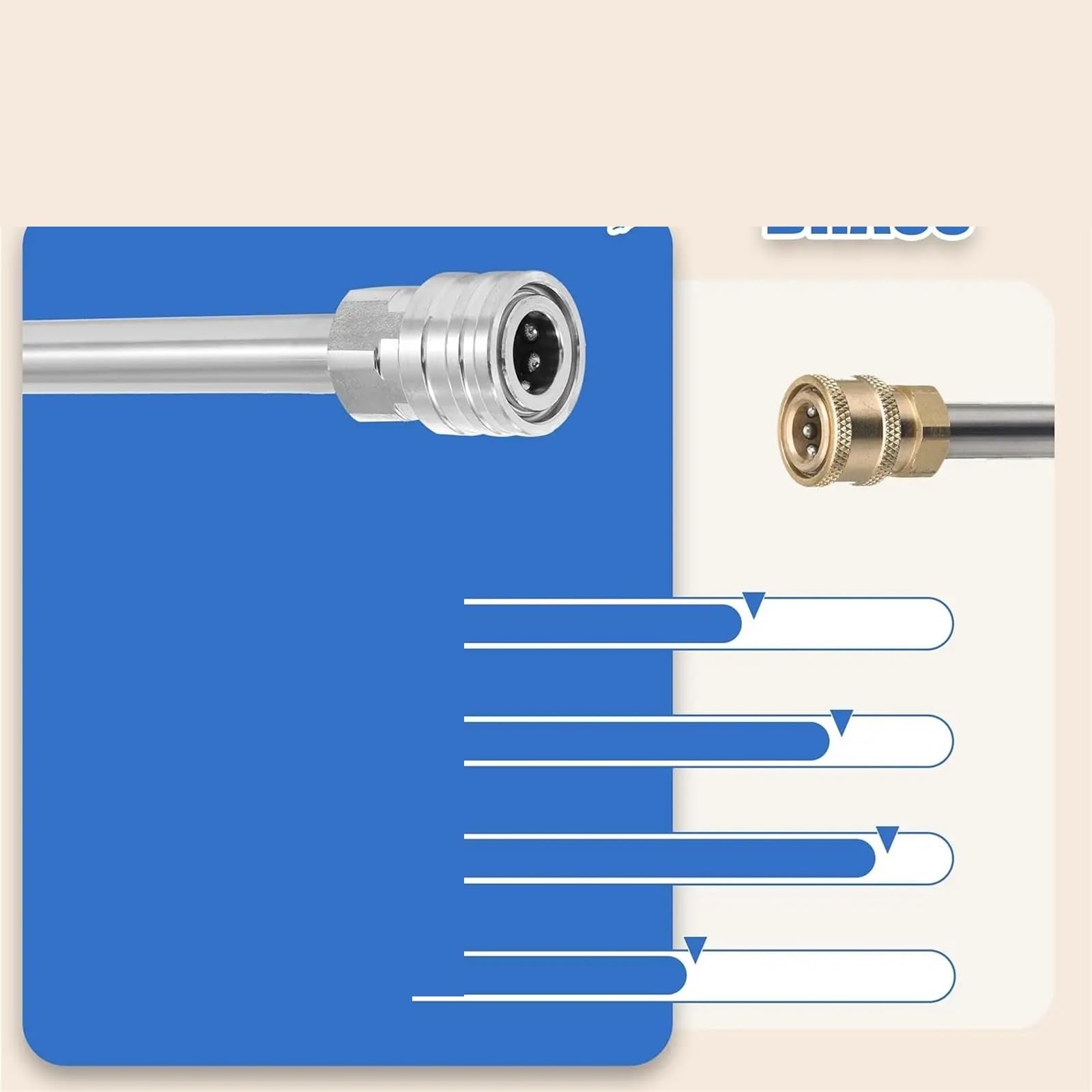 Lancia di Estensione per Idropulitrice Prolunga for idropulitrice in Acciaio Inossidabile da 1/4" con Attacco rapido, Lunghezza 42 cm, Impugnatura Antiscivolo scanalata(Color 1)