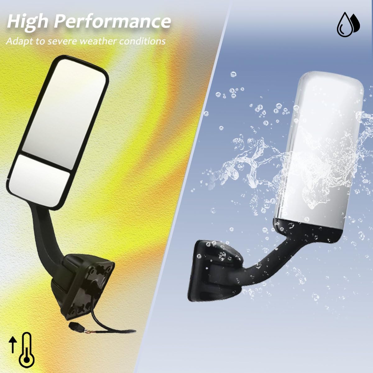 for FREIGHTLINER CASCADIA, Driver Side Black Heated & Motorized Door Mirror Assembly for FREIGHTLINER CASCADIA 2008-2017 (Chrome (Silver), Left)