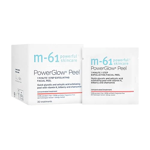 M-61 PowerGlow Peel- 30 tratamientos exfoliante de 1 minuto y 1 paso con glicólico vitamina K y manzanilla
