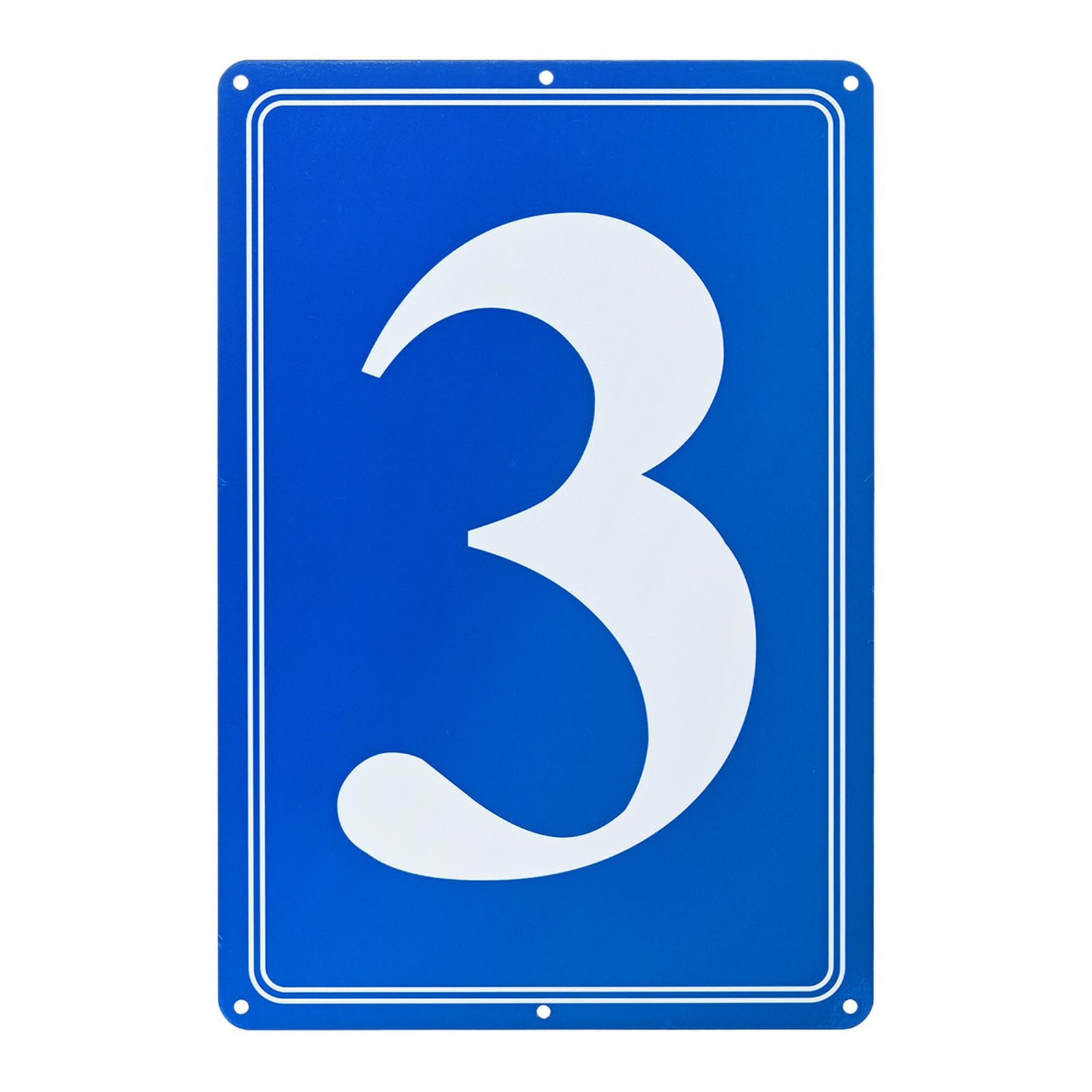 M METERXITY Aluminum Number Sign 3, 11.8 Inch House Numbers and Metal Letters, Parking Spot Letter Signs, Metal Letter Wall Decor for Garden/Door/Mailbox [White Text On Blue] — image 1