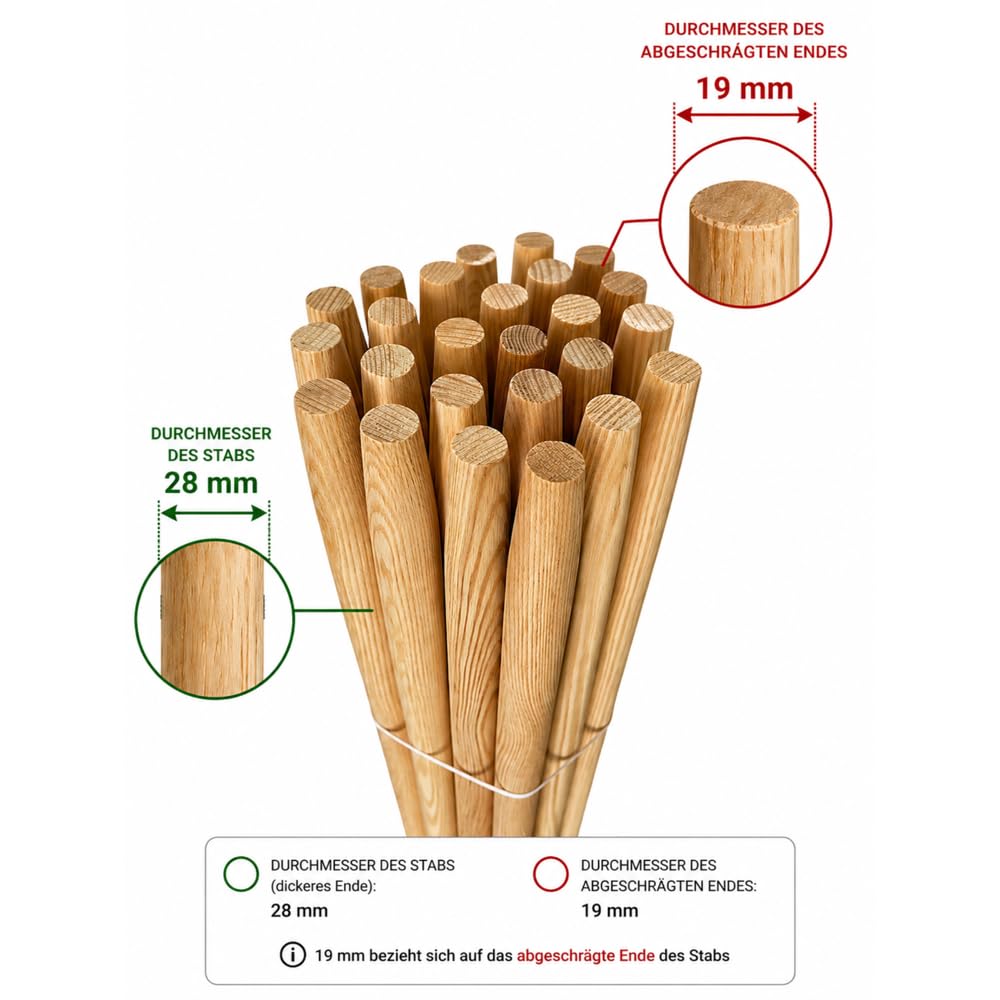 All4All Besenstiel 120cm - Holzstiel - Gerätestiel - Spatenstiel - Ersatz - Spaten - Stiel aus Buch - Ersatzstiel - Gartengeräte - Buchenholz - Spatenstiel (10 Stück)