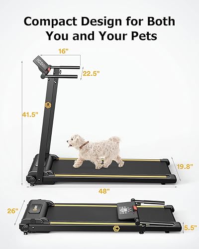 Miniatura 7 de UREVO Cinta de correr plegable, 2.25 HP para el hogar con 12 modos HIIT, mini caminadora compacta para oficina en casa, pequeña caminadora que