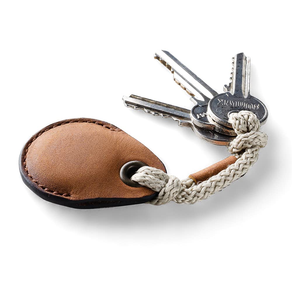 Crazy Horse Craft, AirTag Holder - Classic Brown - Vegetable Tanned Leather Air Tag Case, Handmade Loop Bag Charm, Luggage GPS Tracker Cover, Keyring