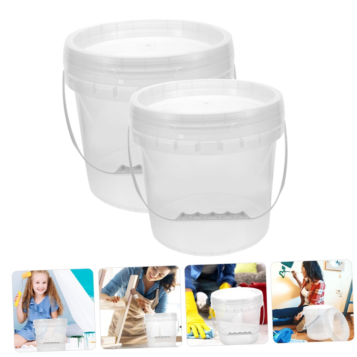 Cubeta de Plástico para Pintura con Asa, 2 Piezas, 5 L