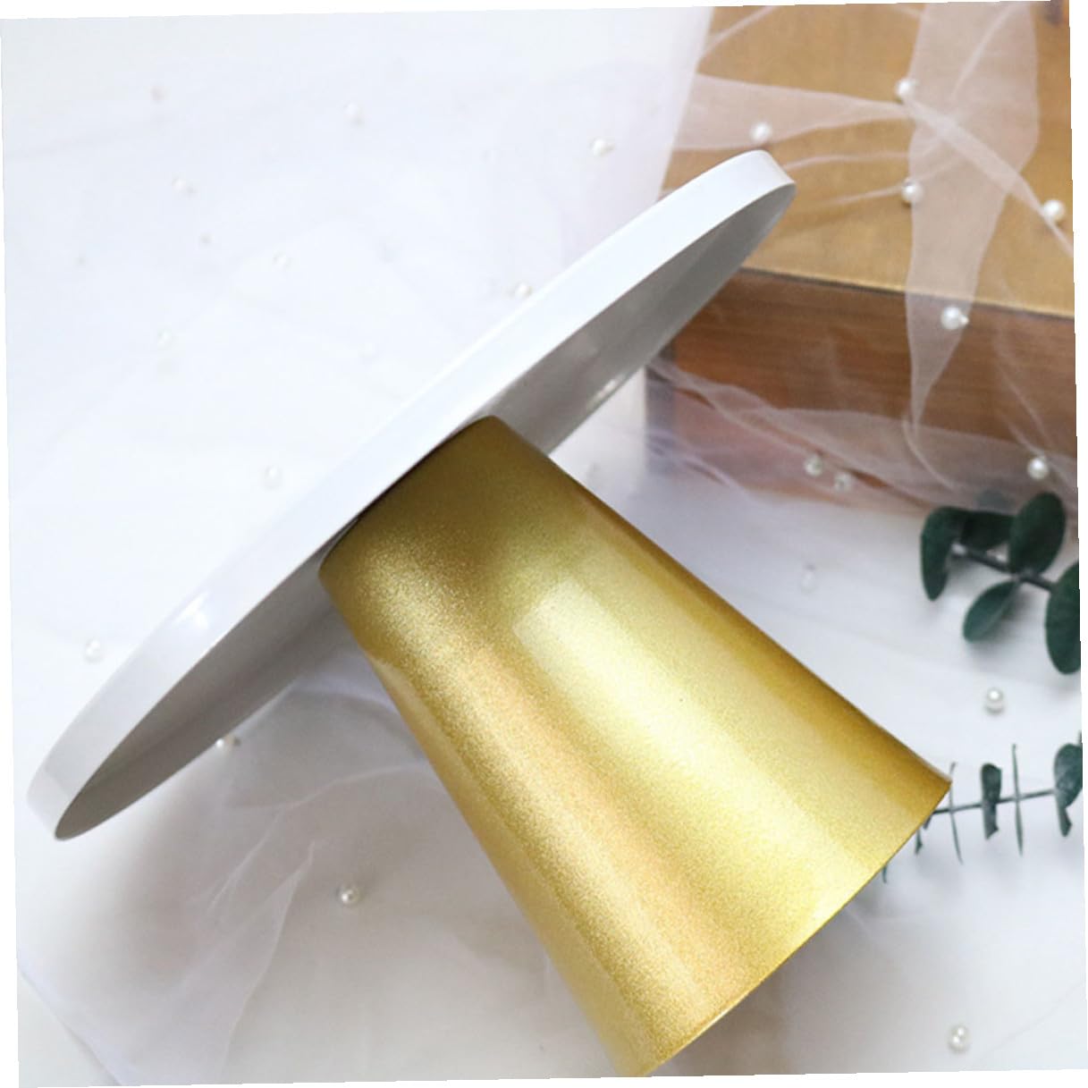 Présentoir à Gâteaux en Fer Blanc Moyen, Plateau Décoratif Multifonction 1 Niveau pour Desserts, Accessoire pour Mariage, Anniversaire et Usage Domestique, Support Gâteau