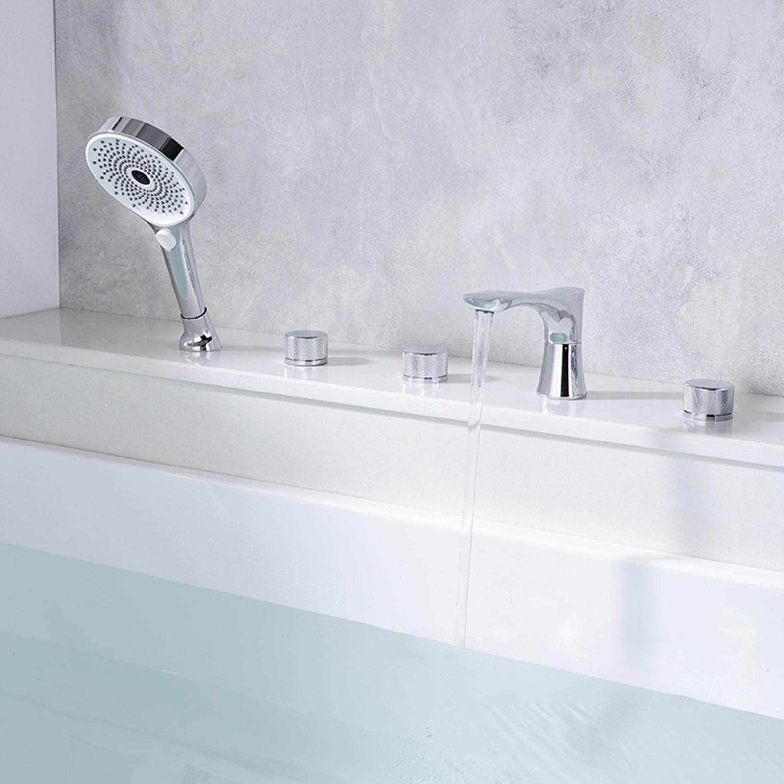 Mitigeur de douche noir ensemble robinetterie bain 5 trous flexible