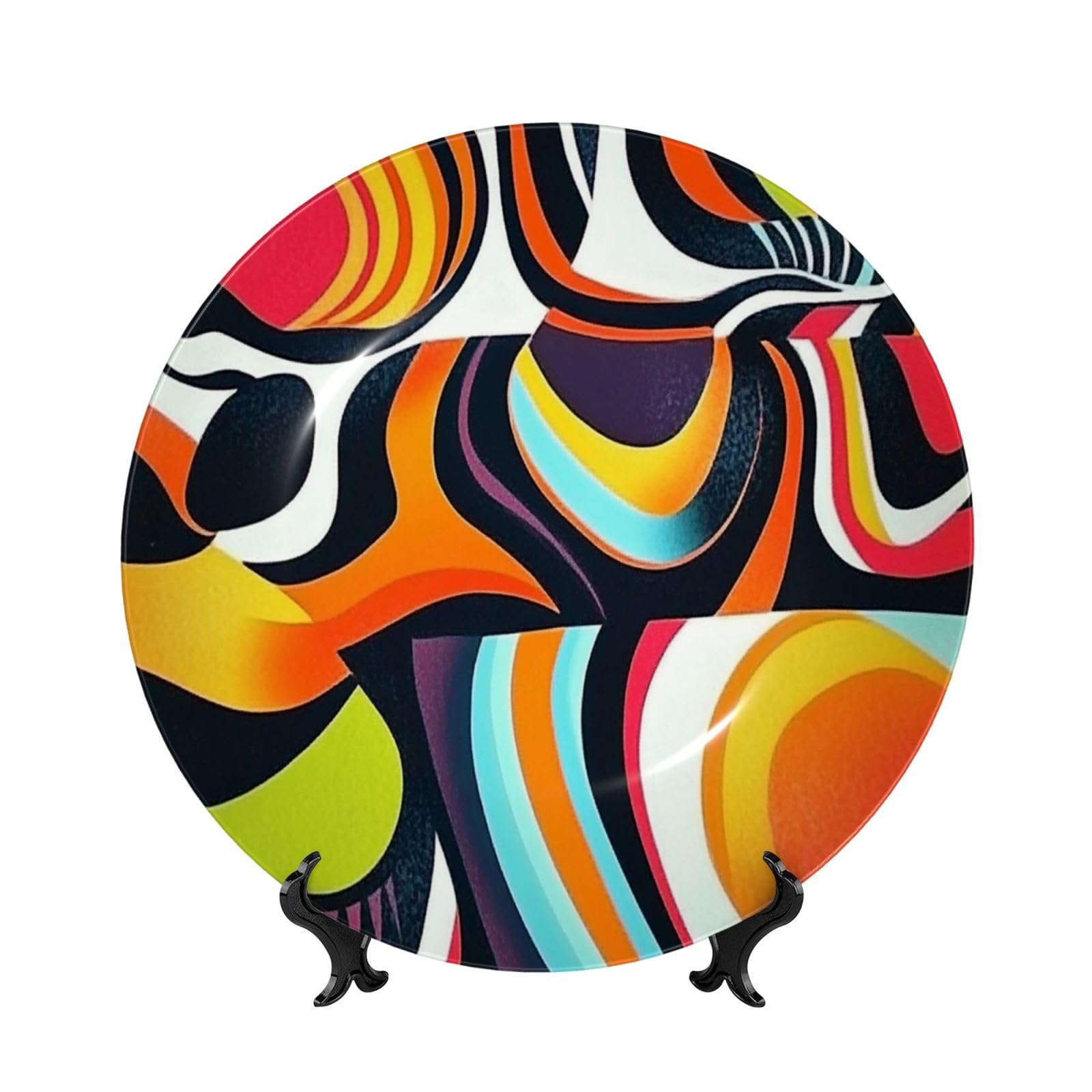 Plato decorativo psicodélico de porcelana para mesa de salón moderna