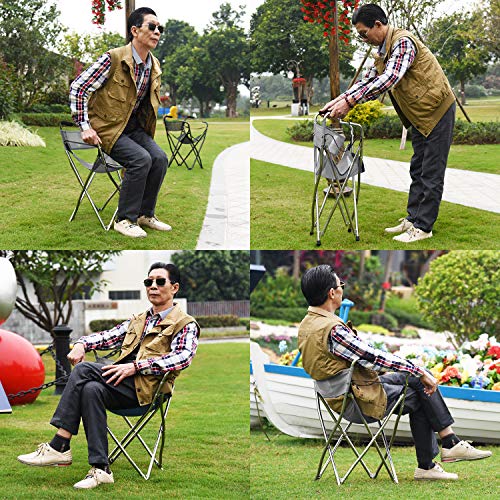 Freshore Walking Stick Chair Seat - Folding Camping Cane Portable Stool Heavy Duty Aids for Seniors ( L Size Grey) - Thumbnail 3