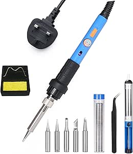 110V 60W Electric Soldering Iron Kit Adjustable Temperature 5pcs Replaceable Iron Tips US Plug Safe And Easy For Variously Repaired Usage Soldering Welding Iron Tool