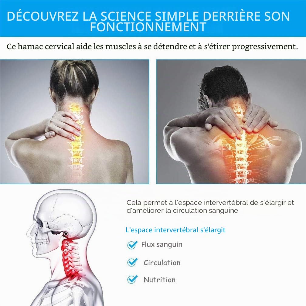 Hamac pour le cou, appareil de traction cervicale portable pour le cou, les épaules, les muscles, soulagement de la douleur, pour le personnel de bureau, le conducteur one size gris clair