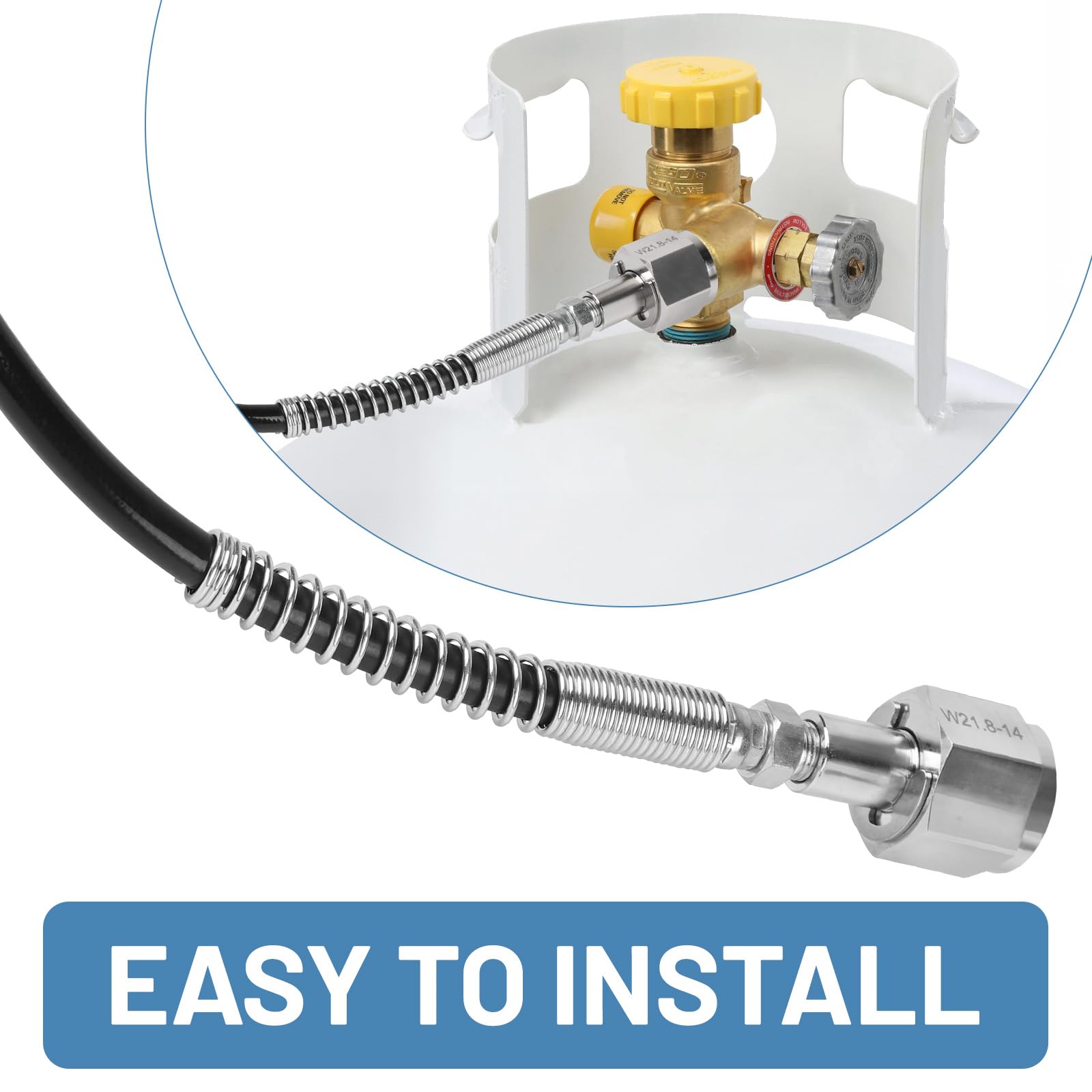 LALAGO 1 Metro Tubo di Trasferimento, Tubo per Impianto di Spillatura per Gas Inerte Filettatura 2 x W21,8 x 1/14" per Argon, CO2, Gas Inerte, Elio, Come Raccordo di Trasferimento