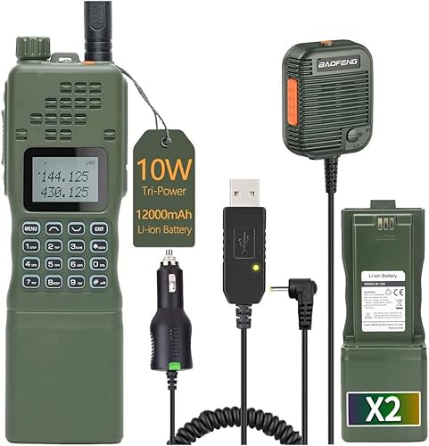 Baofeng AR-152 - Radio de jamón de 10 W, potente grado militar, táctico de largo alcance, Walkie Talkie con altavoz micrófono, cargador de coche y