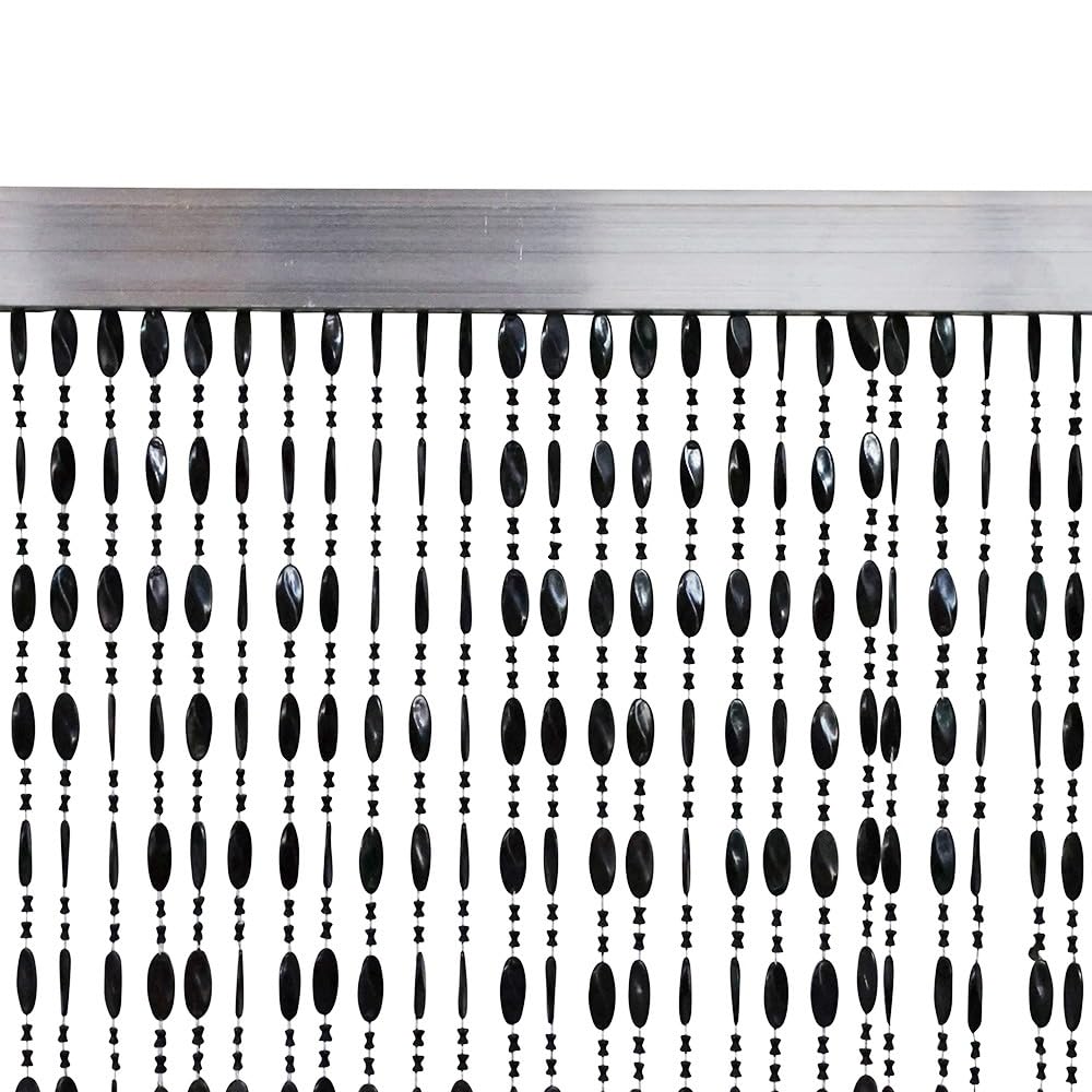 IVOL Rideau de porte – Rideau anti-mouches en perles – 90 x 220 cm (Noé, noir)