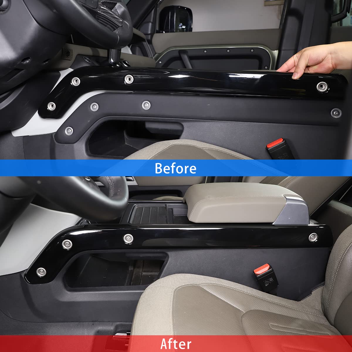 2 szt. ABS plastikowa konsola środkowa zmiany biegów boczne paski dekoracyjne do Land Rover Defender 90 110 130 2020-2023 akcesoria samochodowe