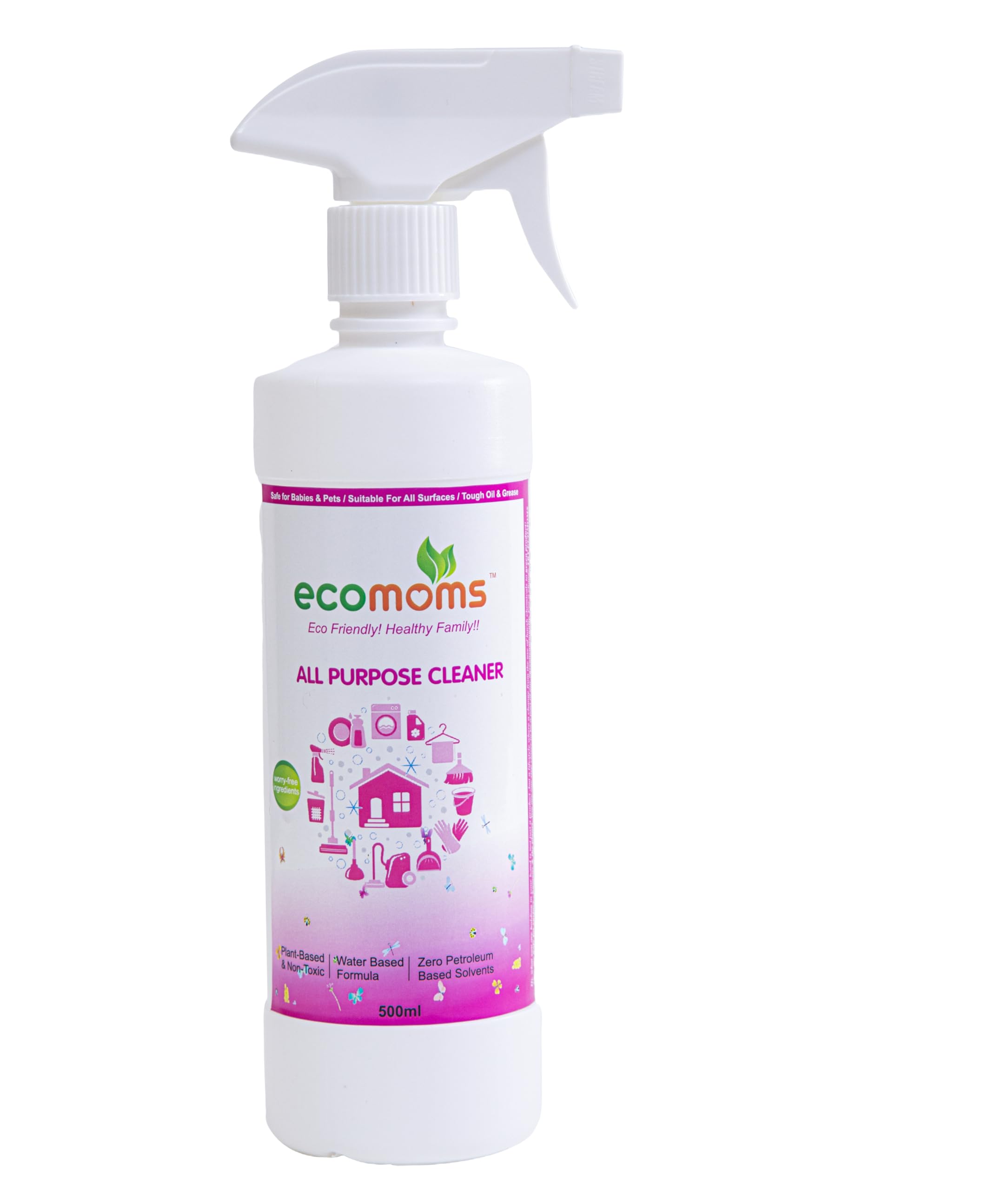 All Purpose Natural Cleaner Liquid Spray - For Bathroom, Kitchen, and Glass | Child & Pet Safe, Eco-Friendly, Plant-Based | 500ml