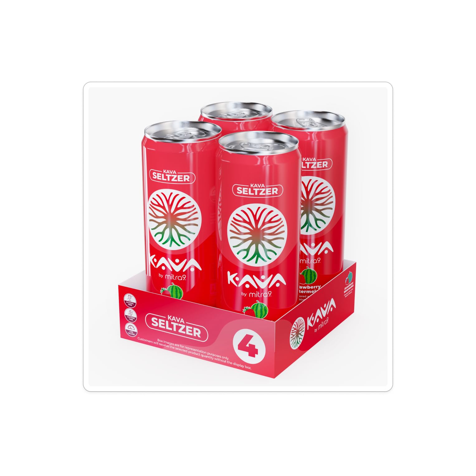 MITRA9 Botanical Beverages - Strawberry Watermelon Sparkling Kava Drink With Kava Root Extract - Mood Enhancer - Plant Based - Promotes Natural Calm & Clarity (12 Fl. Oz) (4)