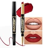 1Pcs Ruby Red Lip Liner and Lipstick Set Kit for Women Matte Lips Kit with Lip Liner Lip Stains Long Lasting Waterproof 24 Hour Lipstick and Lip Liners Combo Lipliners Pencil Set 01#