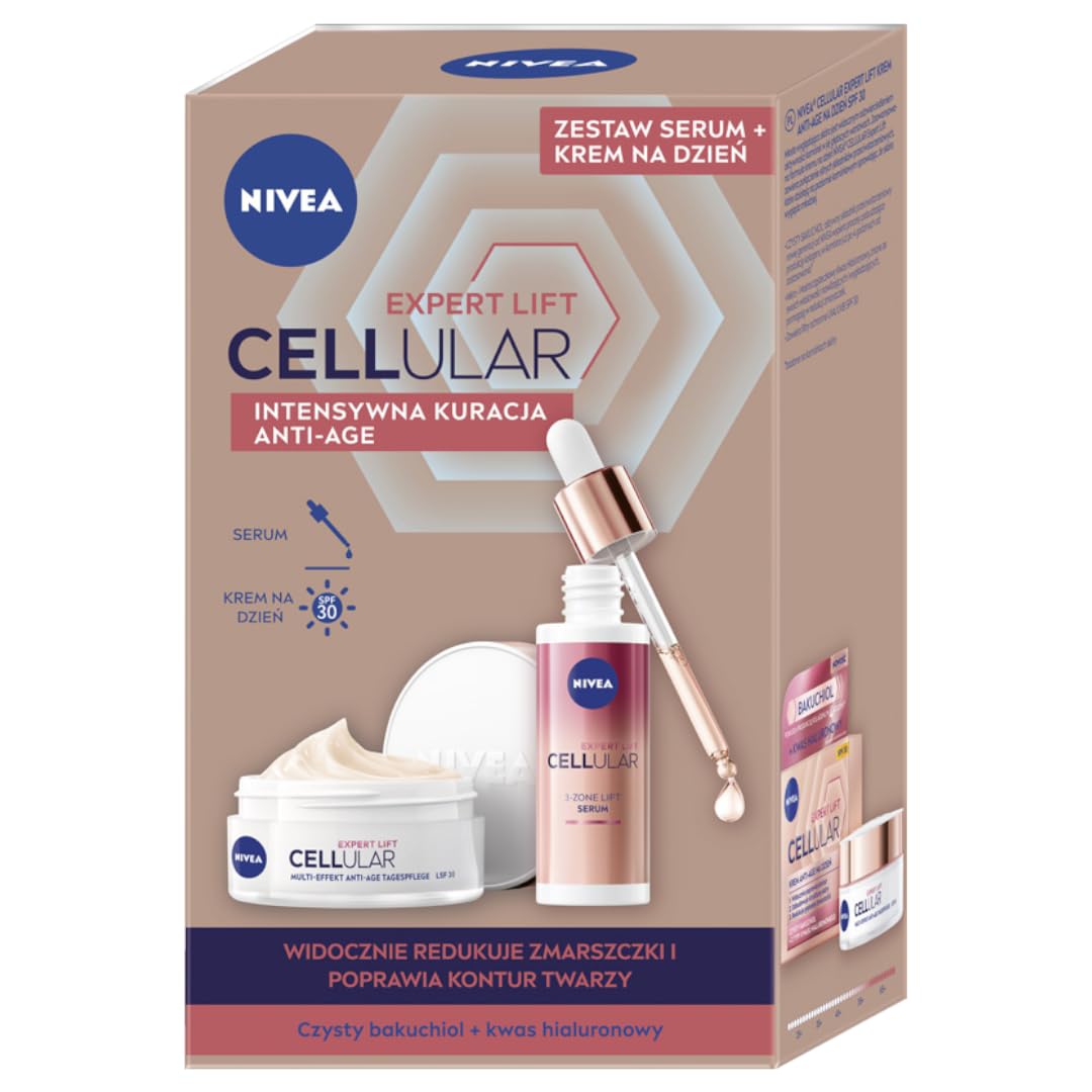 NIVEA Gesichtscreme Expert Lift Cellular Day Cream mit SPF30 50 ml + Targeted Face Serum 30 ml