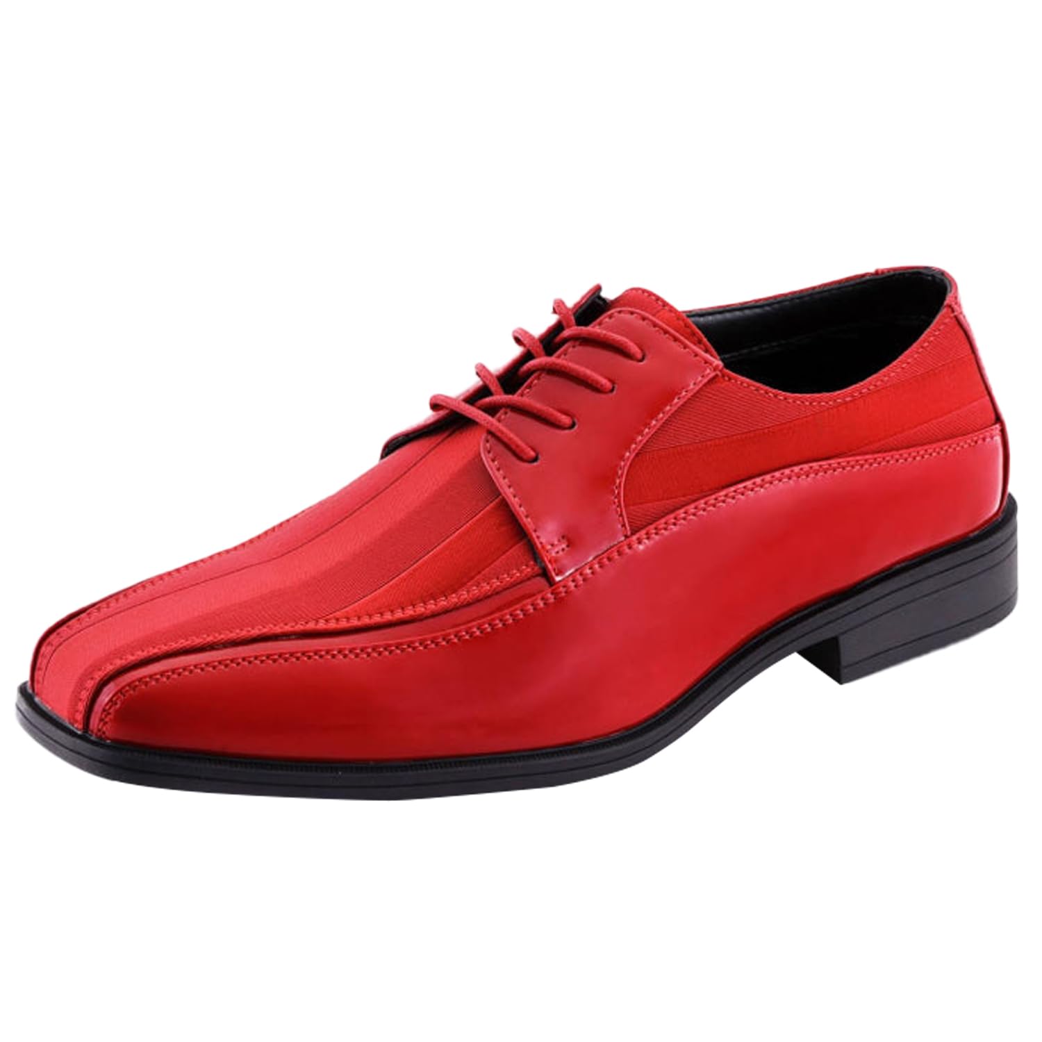 Viotti 179, Casual Dress Oxford Shoes for Men, Satin Striped Lace-Ups, Men's Business Casual Leather & Satin Shoe, for All Formal Occasions