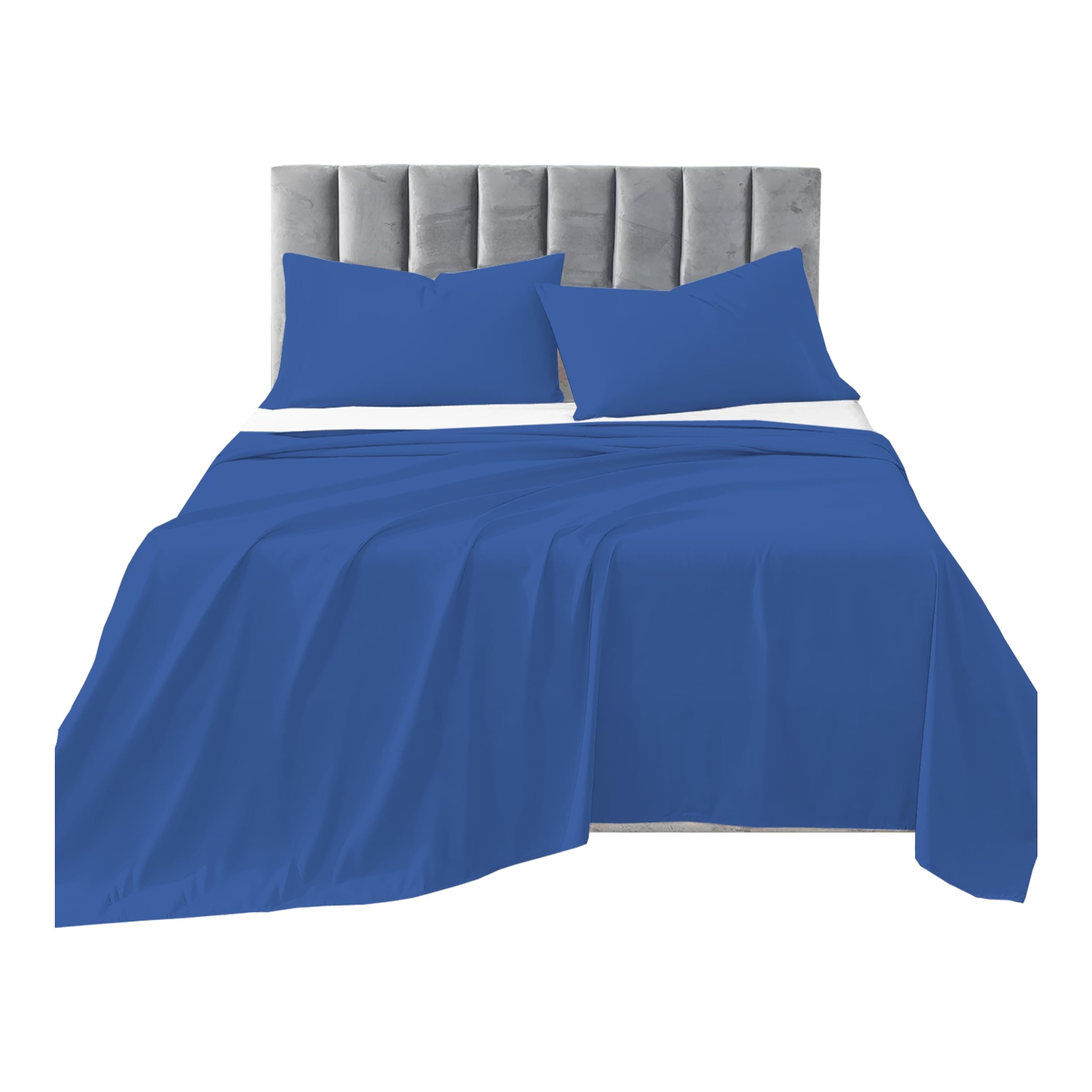 R&Z Plain Luxuary Polycotton Flat Sheets Single, Double, King, S King (Mid Blue, S King) — image 1