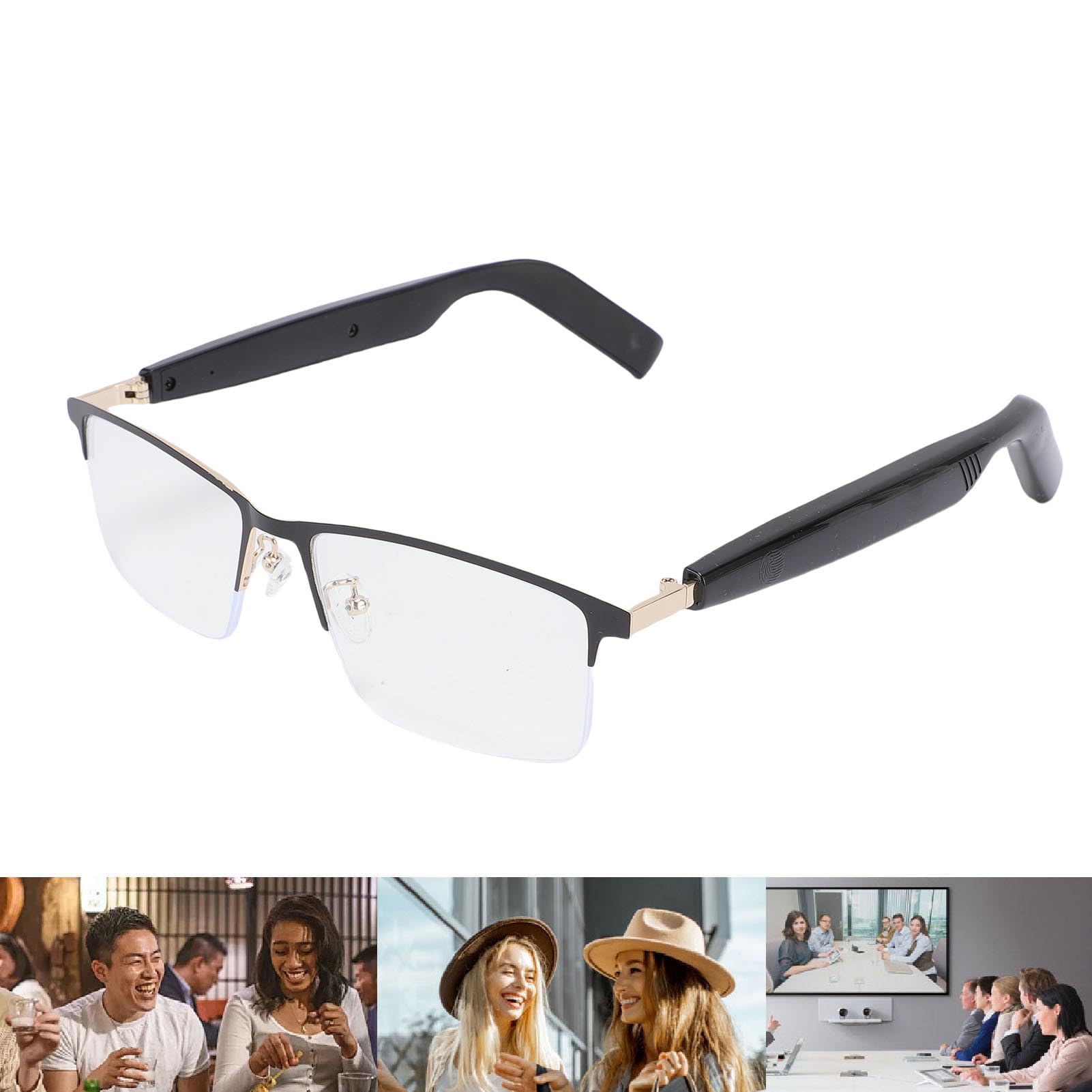 Topiky Bluetooth Audio Smart Lunes pour Femmes Hommes, Lunettes Légères Bleues avec Micro et Haut-Parleur, Contrôle de Soleil Intelligent de Contrôle, Appels Mains Libres, pour la