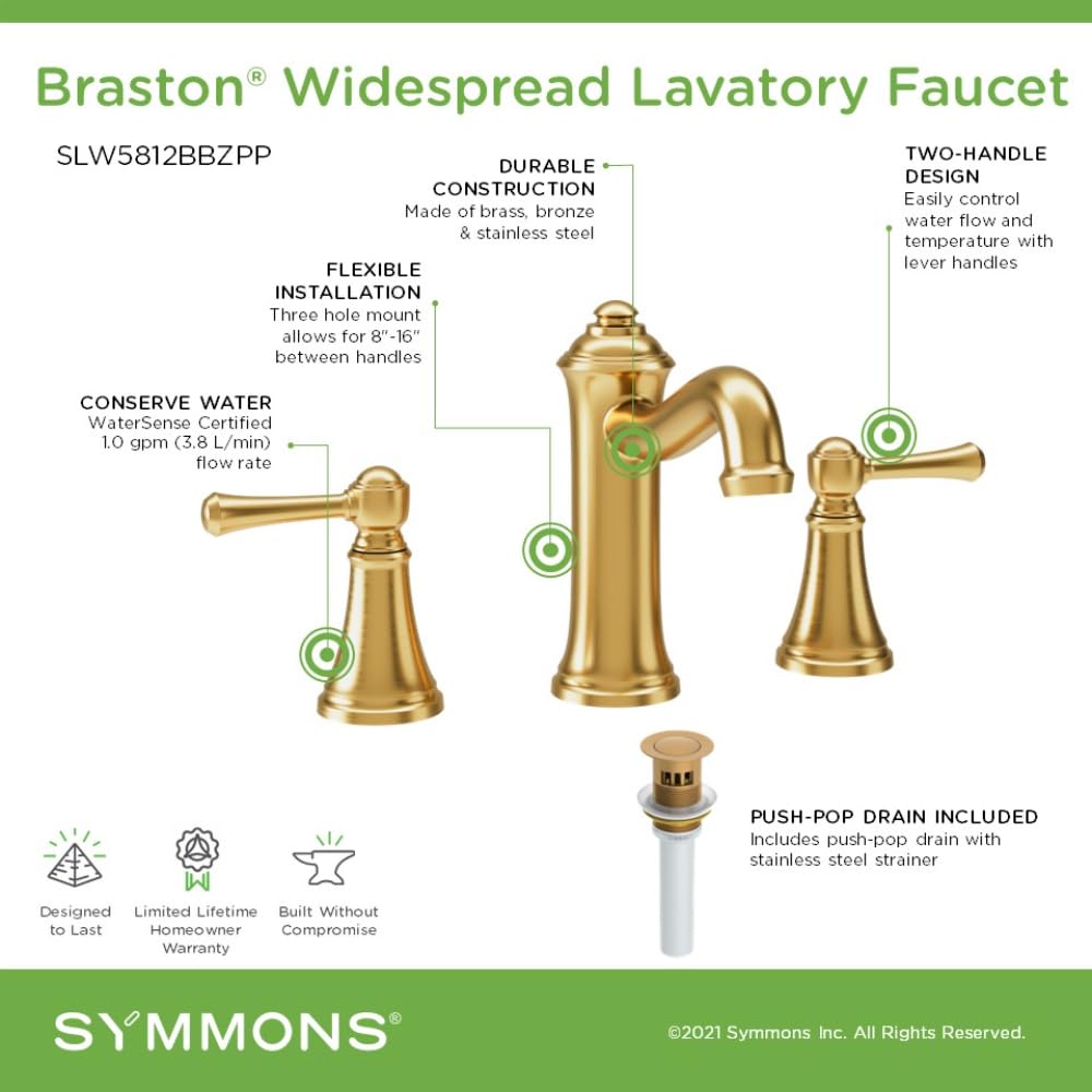Braston Widespread Two-Handle Bathroom Faucet with Push Pop Drain