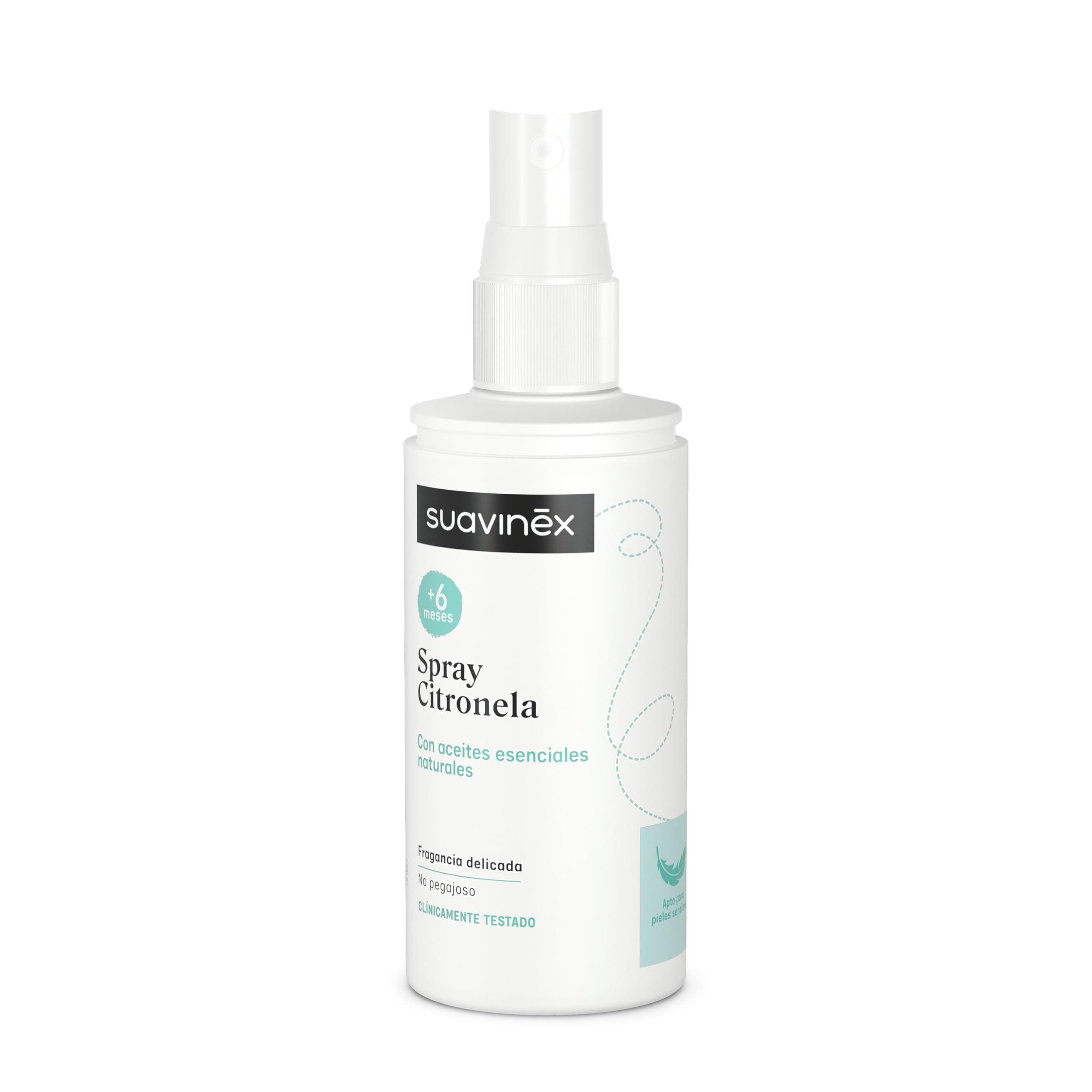 Suavinex, Spray alla Citronella, Repellente per Zanzare con Oli Essenziali Citronella, Geranio, Limone, Per Neonati +6 Mesi, Donne in Gravidanza, Compatibile con l'Allattamento, 100 ml