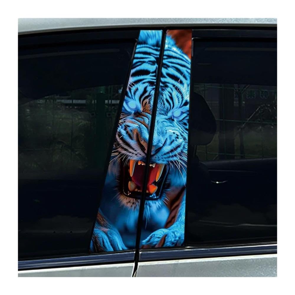 Decorative Items 2Pcs Car Center Column Stickers Blue Eyes Lion Auto B- Pillar Decoration Stickers(B)