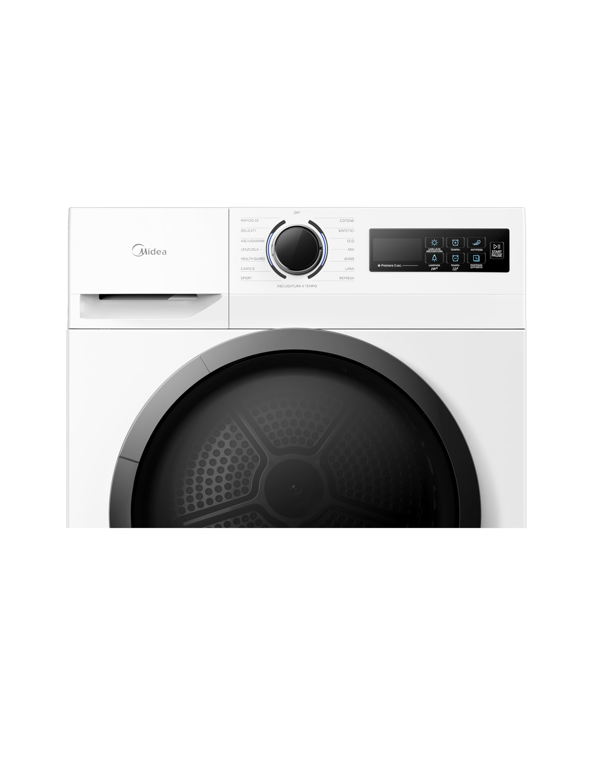 Midea Asciugatrice 8 Kg a Pompa di Calore, Libera Installazione, Classe A++, Asciugatura Veloce,Wool Refresh,15 Programmi,60 x 60 x 85 cm, Bianca - MD11EH80D